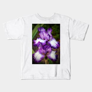 Purple And White Iris Kids T-Shirt